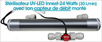St&eacute;rilisateur UV LED Innest 24W 30 L/min avec son capteur de d&eacute;bit install&eacute;