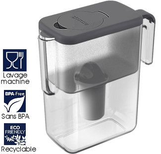 Voir dtails>  Pichet Filtrant Ecosoft SLIM-GREY - (3,5 L pour 1,7 L)