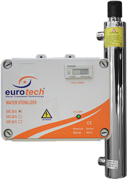 Voir> Strilisateur UV EuroTech 30 WATTS -lectronique avec Compteur d'Heures (1,43 m3/h)