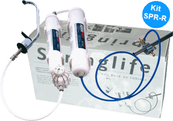 DYNAVIVE - Kit purificateur SPR (SpringLife) pour robinet, cartouches TRIPURE & ANTI-NITRATES avec Compteur volum&eacute;trique m&eacute;canique